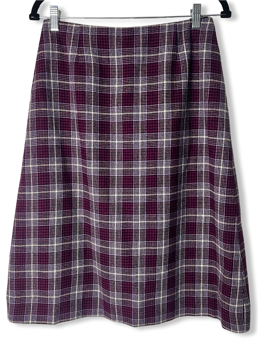 Pringle of Scotland VTG Women Glen Plaid Skirt Purple Lavender Houndstooth Sz S
